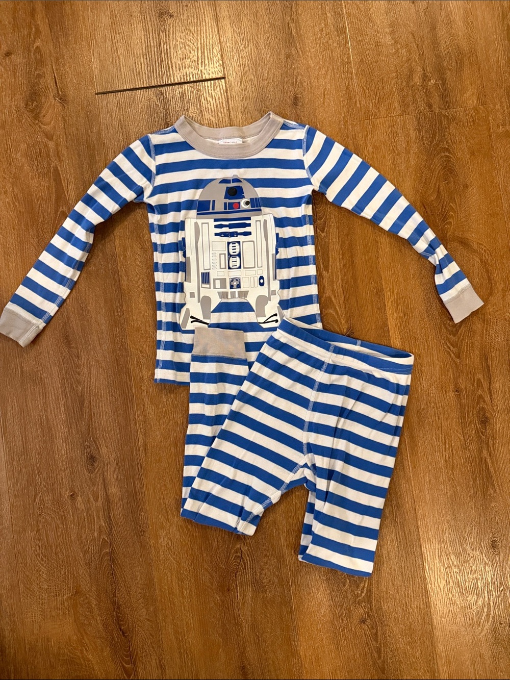 Hanna Andersson Blue & White Striped R2-D2 Pajama Set